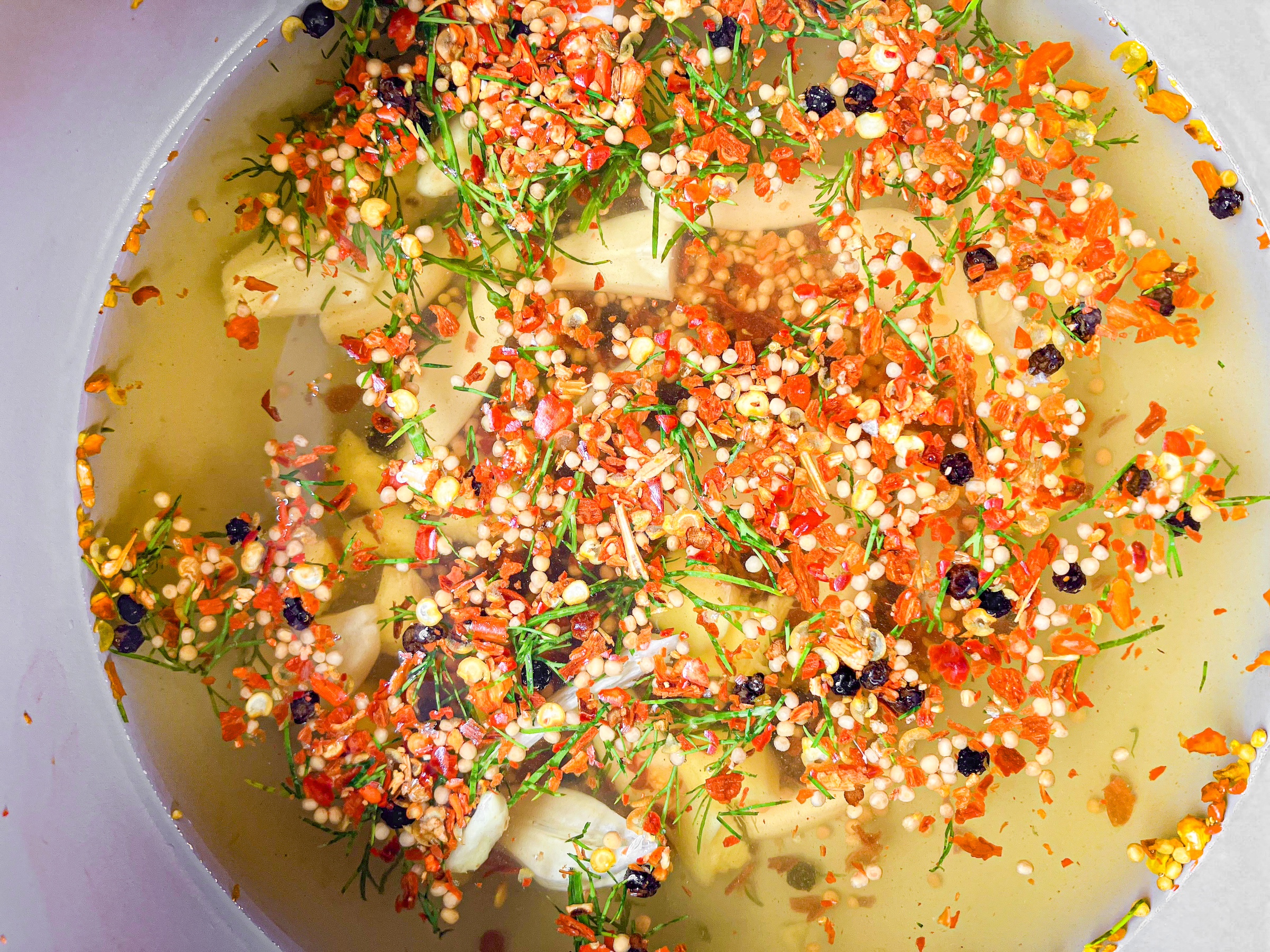 Close up of pickling brine.